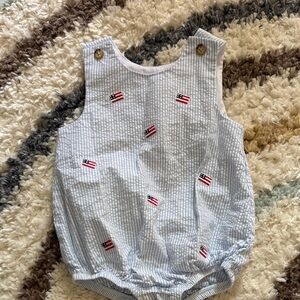 Starting Out Blue Striped One Piece with Flag Accents